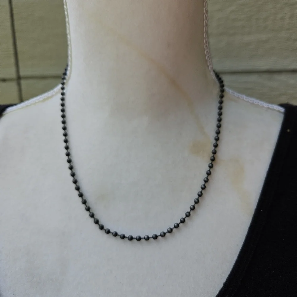 gray silver ball bead chain necklace